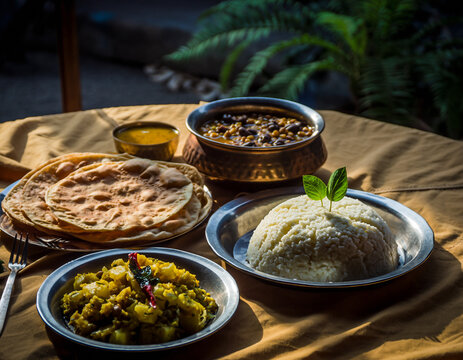 Bangladeshi Breakfast: Luchi, Aloo Bhaji, Cholar Dal, and Mishti Doi