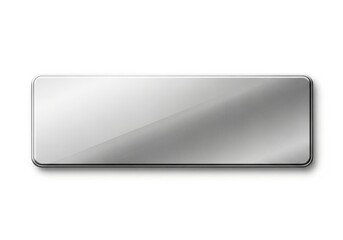 Rectangular glossy metallic badge or label design with rounded corners centered on a white background