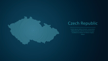 Czech Republic map contour with abstract circular line pattern