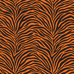 Bold And Energetic Animalistic Pattern With Irregular Black Lines On Warm Orange Surface
