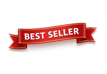 Vibrant red satin banner featuring text indicating top sales performance