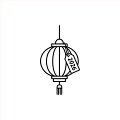 Elegant line art Chinese lantern design marking the year 2026 for upcoming cultural celebrations