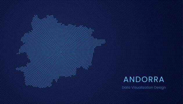 Andorra dotted digital map for data visualization design