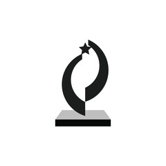 Trophy award champion vector symbol design