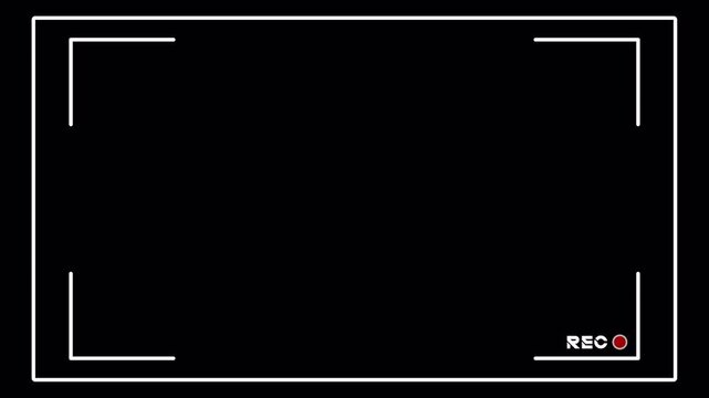 4K Minimal Camera Viewfinder Frame Recording Screen Interface Overlay with Alpha Channel and Blinking REC Indicator 4k video animation seamless loop