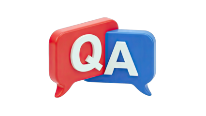 QA Speech Bubbles Interacting on White Background