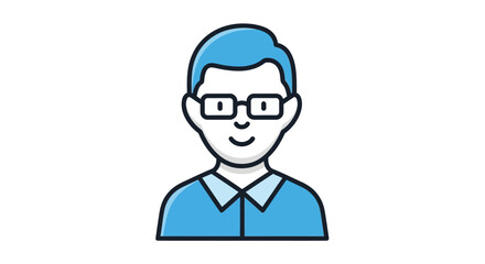 Smiling Man with Glasses Icon Illustration.