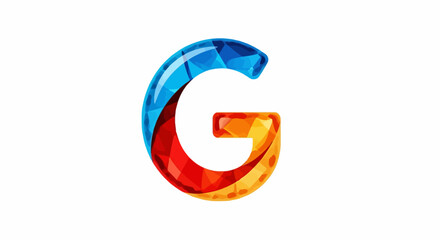 Vibrant faceted letter G with colorful geometric patterns.