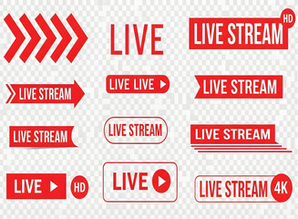 Live stream button and icon set