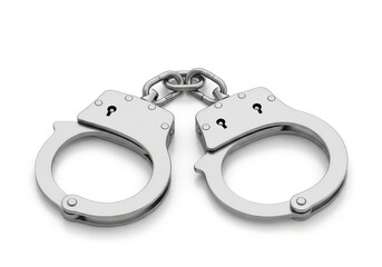 Silver metallic restraint device rests horizontally against a clean white background