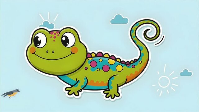 Cute Cartoon Gecko Lizard Mascot With Big Smile For Kids, Family, And Learning Projects