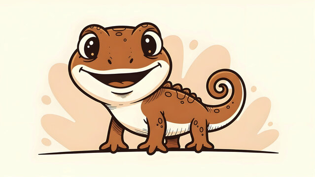 Funny gecko Cute Cartoon Gecko Lizard Mascot With Big Smile For Kids, Family, And Learning Projects - Powered by Adobe