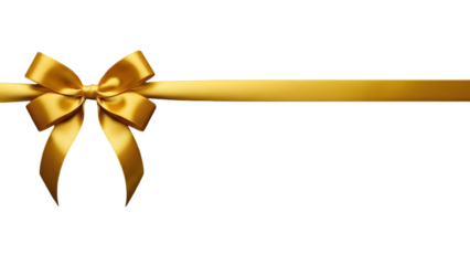 Golden ribbon bow isolated element for gift wrapping isolated on transparent background