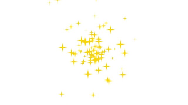 Yellow explosion of light fireworks flash or glitter motion explosion animated on white background, 4K video