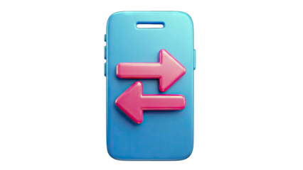 Smartphone with Arrows Transferring Data - 3D Render