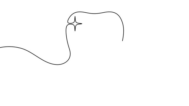 Tooth and teeth continuous one line drawing healthy dental smile 4k animation video