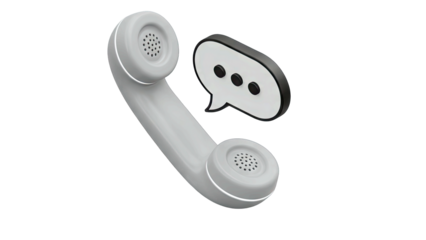 Telephone Handset with Speech Bubble on White Background