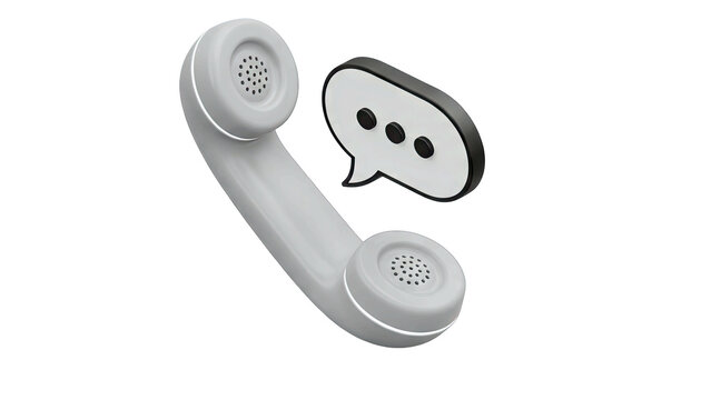 Telephone Handset with Speech Bubble on White Background - Powered by Adobe