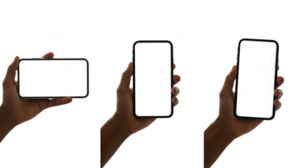 Smartphone held in hand with blank screen