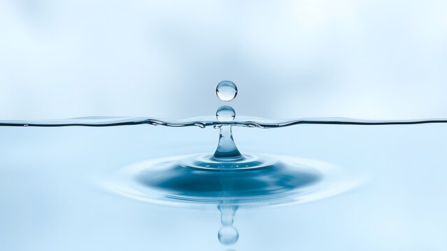 truculent. Water droplet transforming from cloudy to clear, macro detail on plain background. STEM education sheets, lab safety posters, designed for biotech research communications.