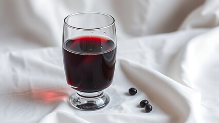 ontology. A glass of deep ruby red wine on white linen with water droplets. bar promotions, beverage menus, designed for food & beverage menus and cafe branding, used by web designers.
