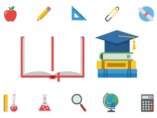 School Supplies Clipart Set A Colorful Collection for Education and Learning