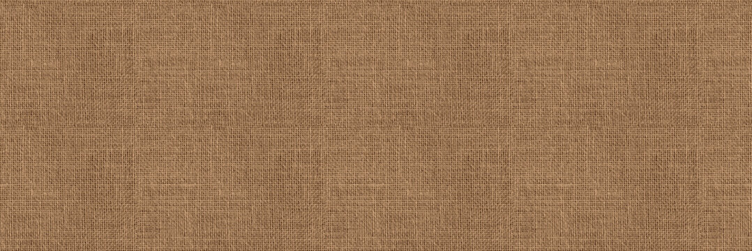 Brown linen fabric seamless background texture - natural textile sack cloth pattern