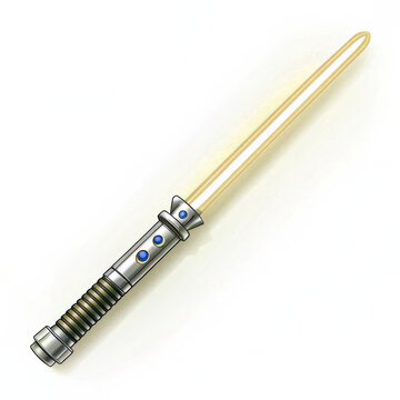 Clean Neon Lightsaber Icon with Modern Hilt on White