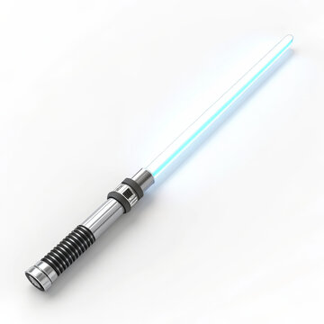 Clean Neon Lightsaber Icon with Modern Hilt on White