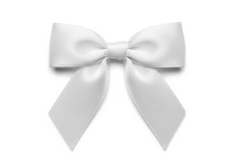 Naklejka premium Smooth white satin ribbon tied into a symmetrical bow centered on a plain background.