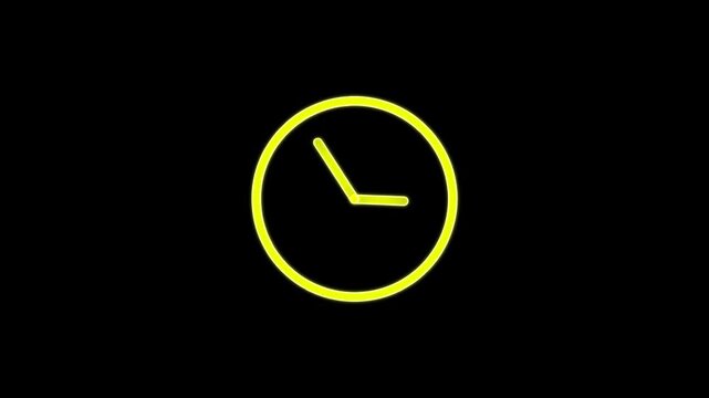 Animated yellow clock time lapse isolated element for video editing and compositions