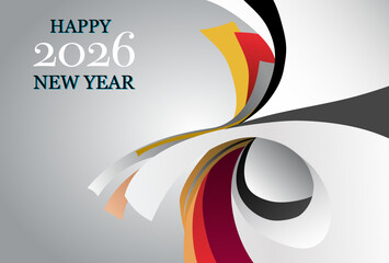 2026 New Year Design, Stylish Abstract Line Art Background