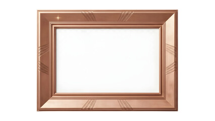 Fototapeta premium Elegant Rose Gold Metallic Horizontal Picture Frame Mockup with Decorative Lines isolated PNG with Transparent Background