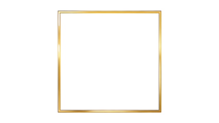Elegant Minimalist Metallic Golden Rectangular Frame isolated PNG with Transparent Background