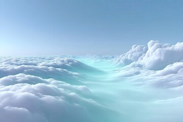 Fototapeta premium Abstract Swirling Fog Texture Overlay on a Pure White Surface With Subtle Blue and Teal Hues Creating a Dreamlike Ethereal Atmosphere and a Sense of Vastness Under a Clear Sky