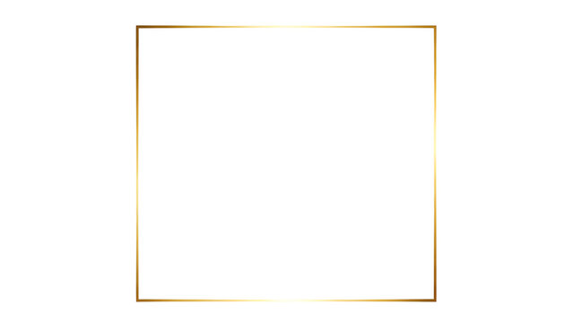 Isolated Minimalist Gold Metallic Rectangular Frame Vector for Design isolated PNG with Transparent Background