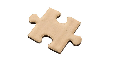 Fototapeta premium Single Light Brown Blank Wooden Jigsaw Puzzle Piece isolated PNG with Transparent Background