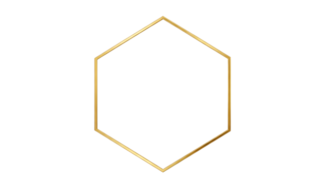 Minimalist Gold Geometric Hexagon Border Vector Illustration isolated PNG with Transparent Background - Powered by Adobe