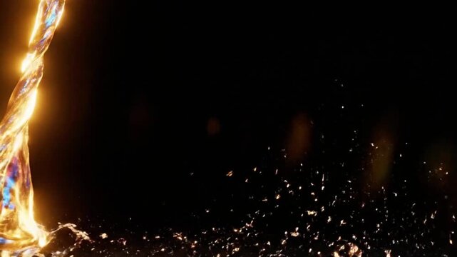 A perpetual pendulum swing of liquid light between two dark points.