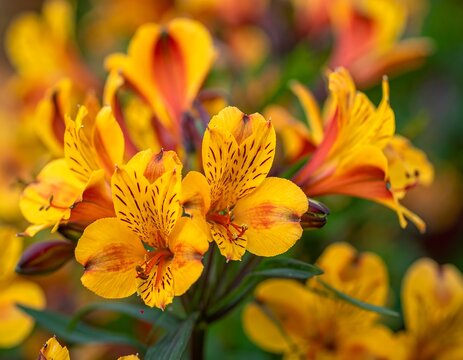 Vibrant Yellow Alstroemeria Flowers in Full Bloom. - Powered by Adobe