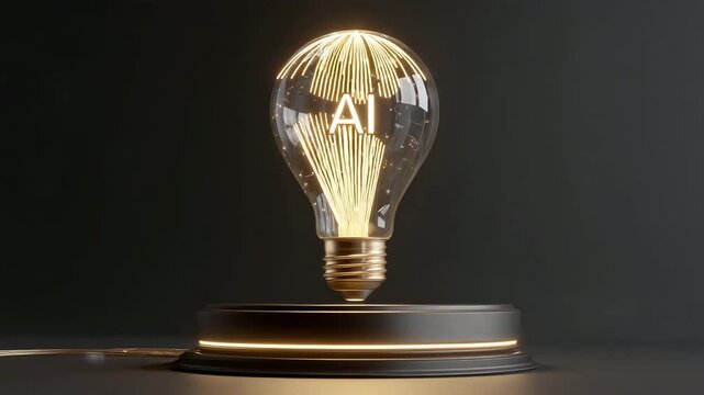 浮遊するAI電球を中心に据えたテクノロジービジュアル