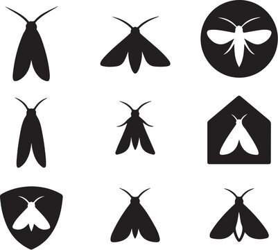 Clothes Moth Silhouette Icon Set.eps