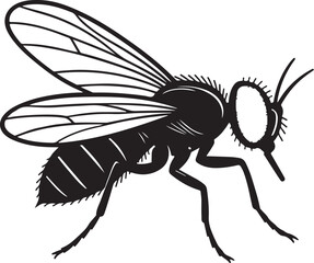 Housefly Side View Detailed Vector with Compound Eye Dot Texture.eps