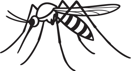 Mosquito Side View Detailed Vector Line Art Illustration.eps
