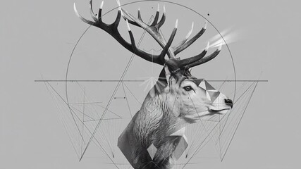 Abstract geometric deer illustration with polygonal design elements