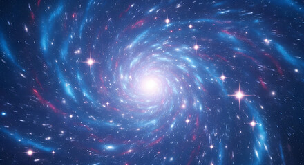 Vibrant Swirling Galaxy with Bright Stars and Nebulae, Cosmic Wonder and Infinite Space