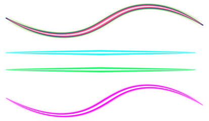 Colorful Neon Glow Light Streaks PNG Collection with Vibrant Wave Lines, Luminous Curved Strokes, Electric Gradient Effects, Futuristic Motion Trails and Shiny Abstract Energy Shapes on Transparent Ba