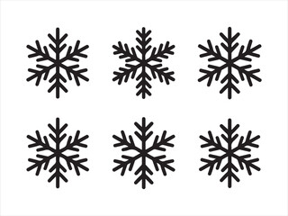 Snowflake crystal silhouette icon set. Hanukkah icons. black color and white background