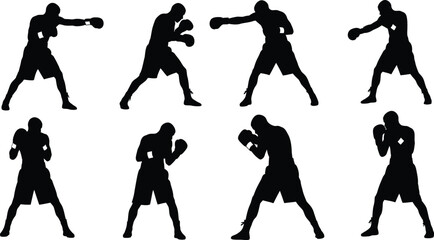 Three black bonsai trees and their corresponding outline versions shown together