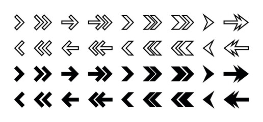 Directional Arrow Symbols for Navigation, Interface Design, and Graphic Layout Elements